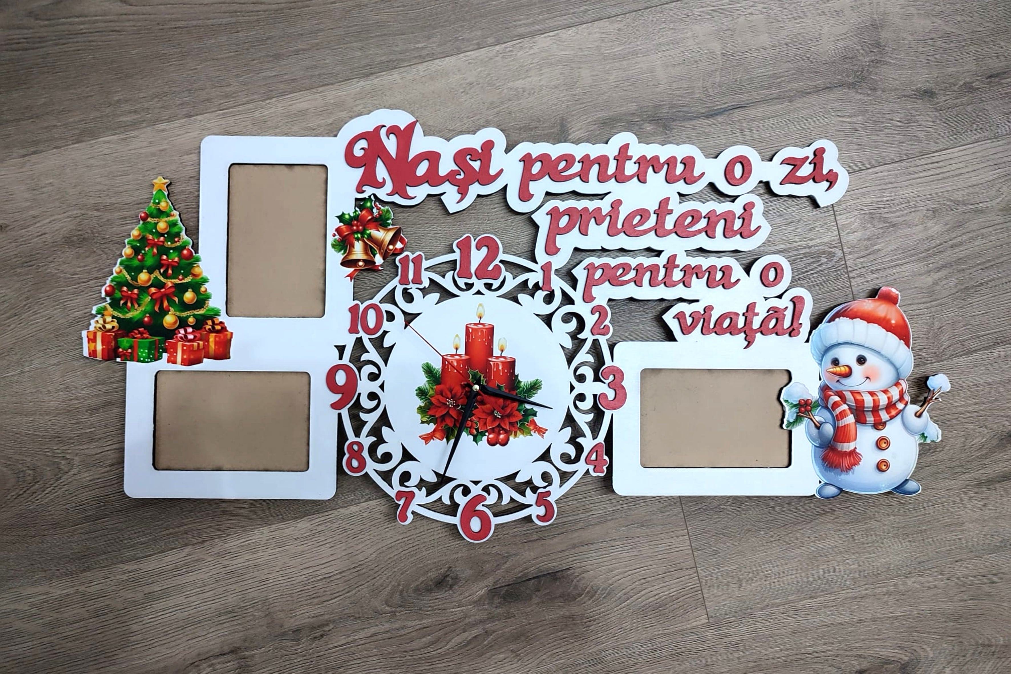 Ceas de perete pentru nasi cu 3 poze