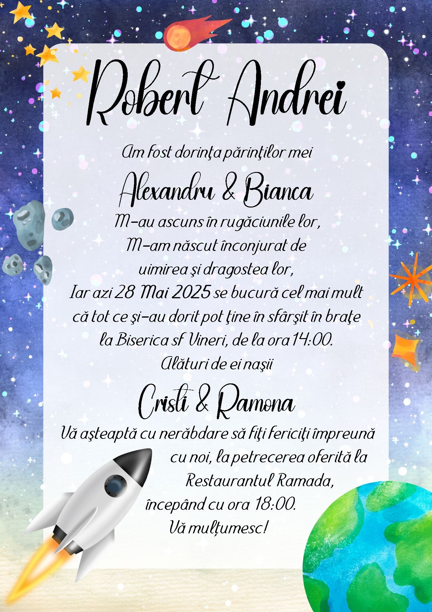 Invitatie Digitala Botez/ Aniversrare - Spatiu 13