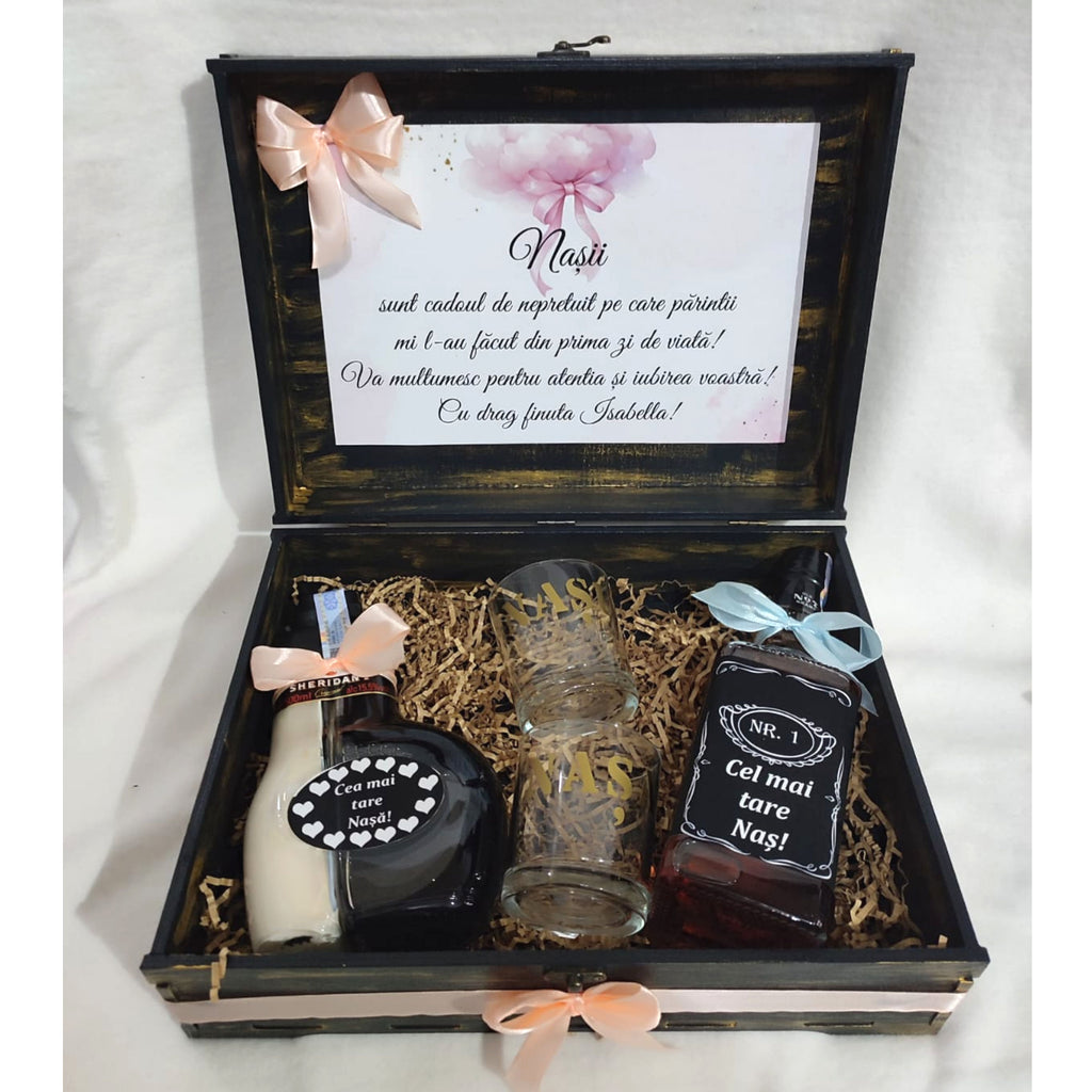 Cadou pentru nași/ moși cu sticle