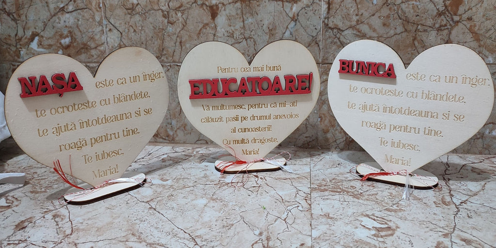 Mărțișor inimioara pentru Nasa/ bunica/ mama/ educatoare/ invatatoare