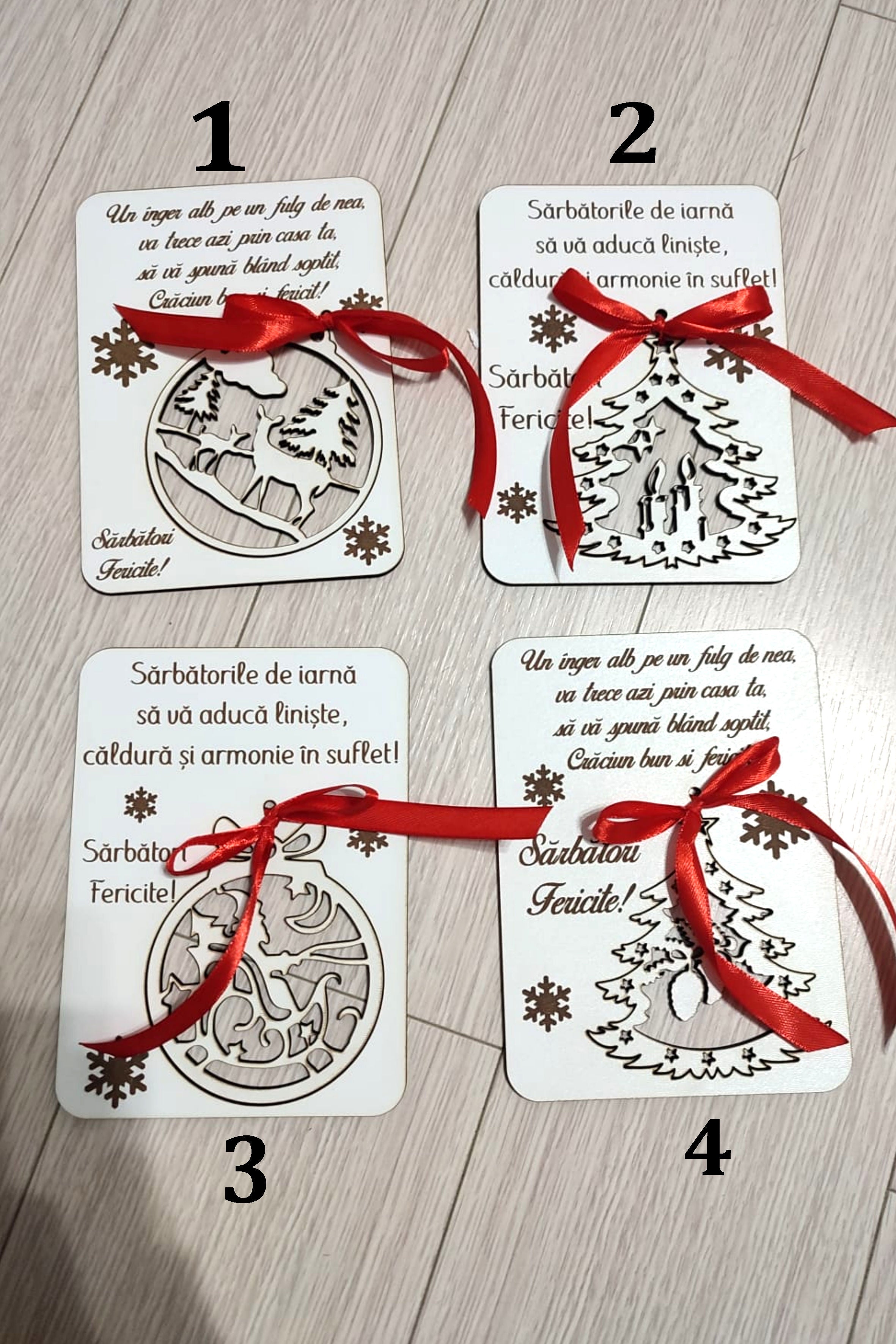 Felicitări din lemn gravat – modele unice cu golbulet detasabil