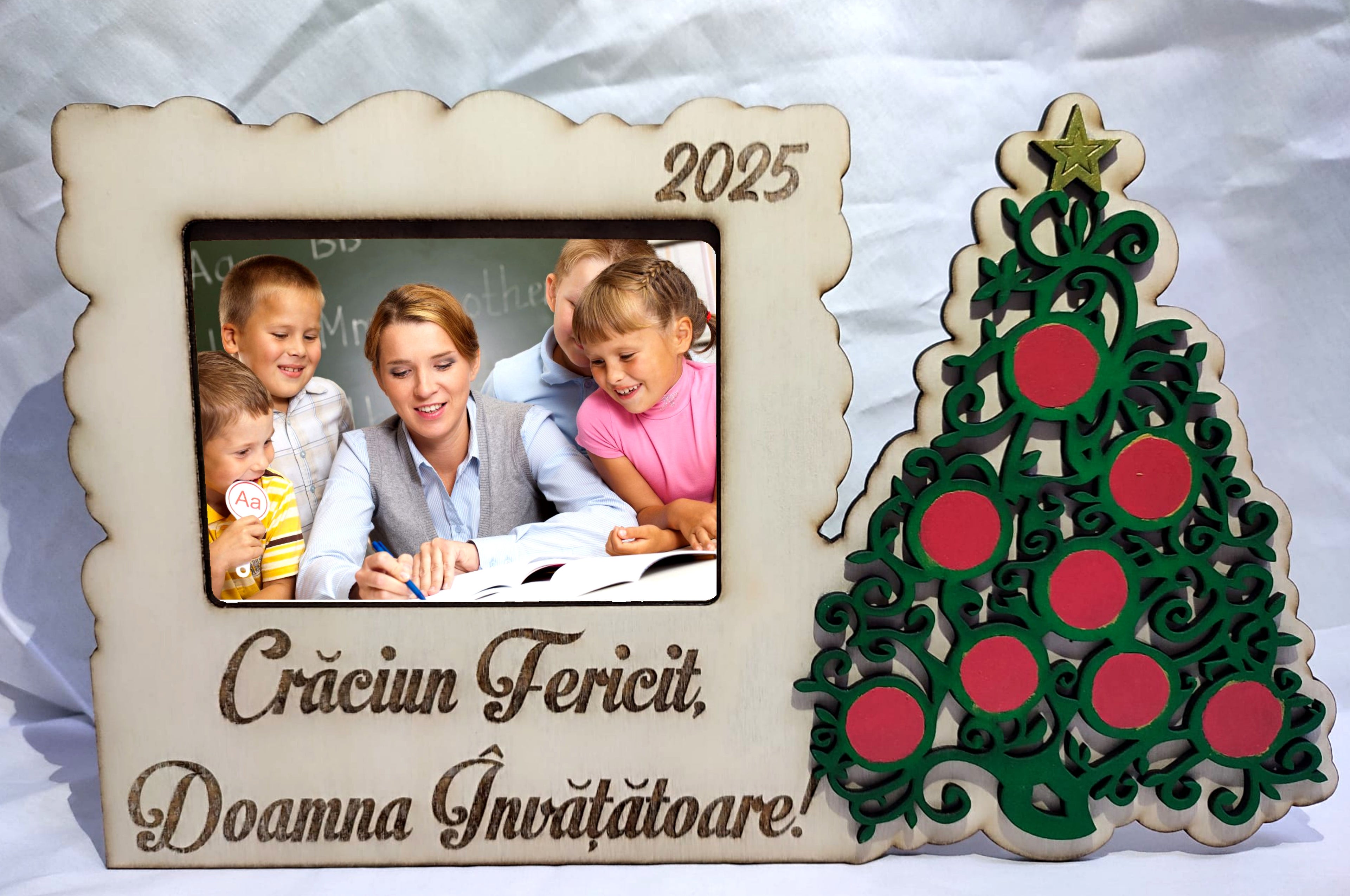 Rama foto personalizată “Crăciun Fericit, Doamna Învățătoare!”