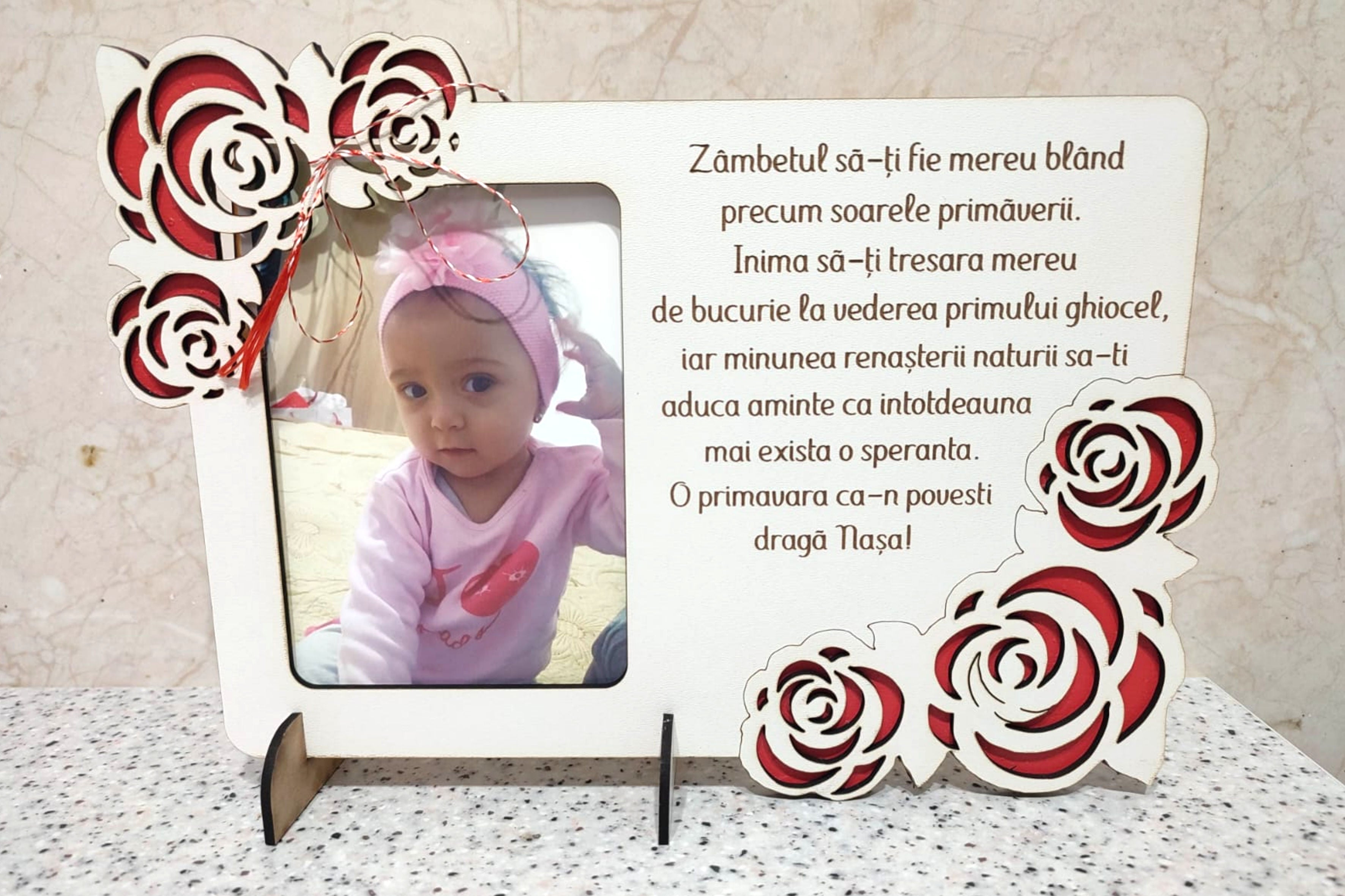 Rama foto cu mesaj si trandafiri