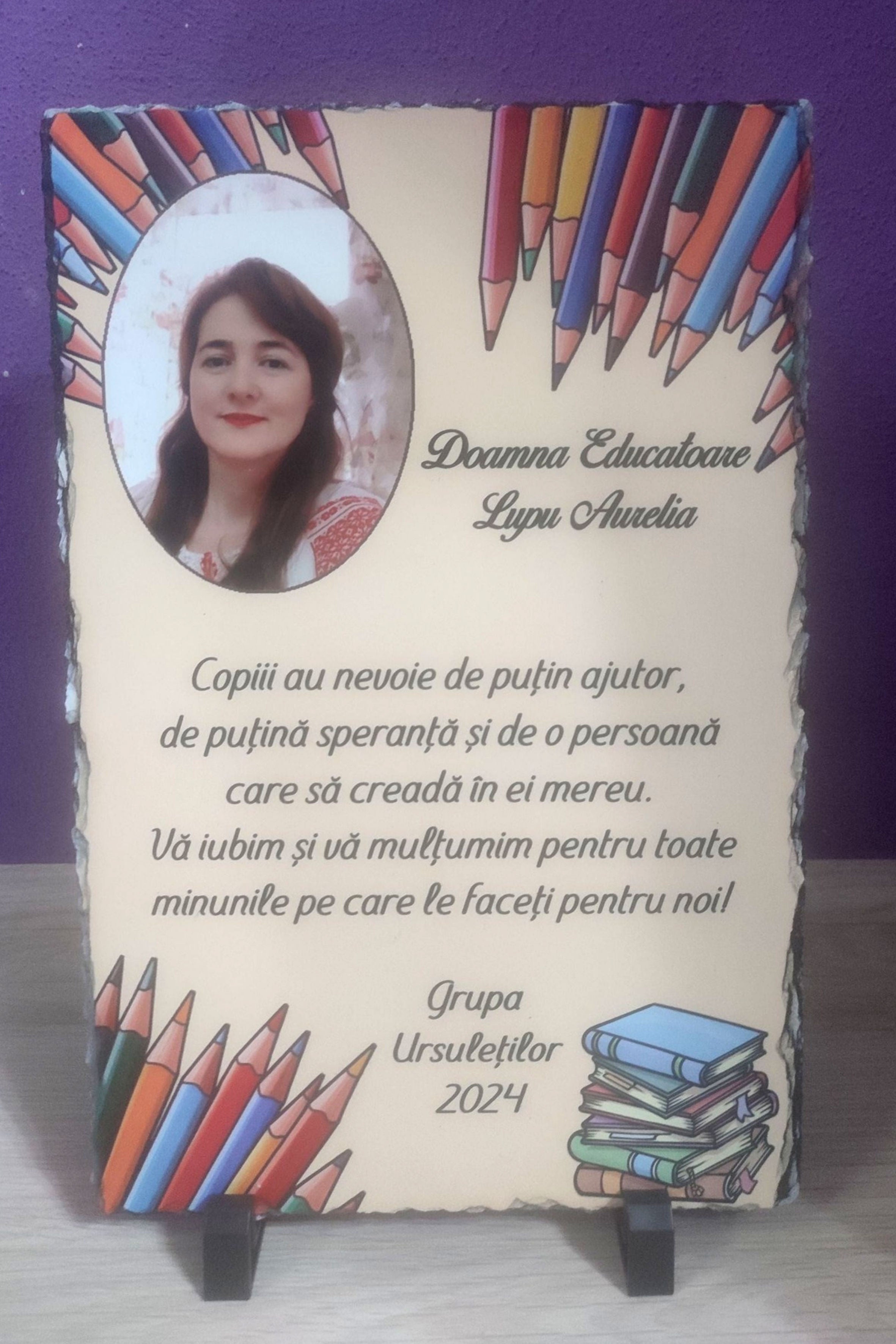 Piatra ardezie A4 - creioane colorate