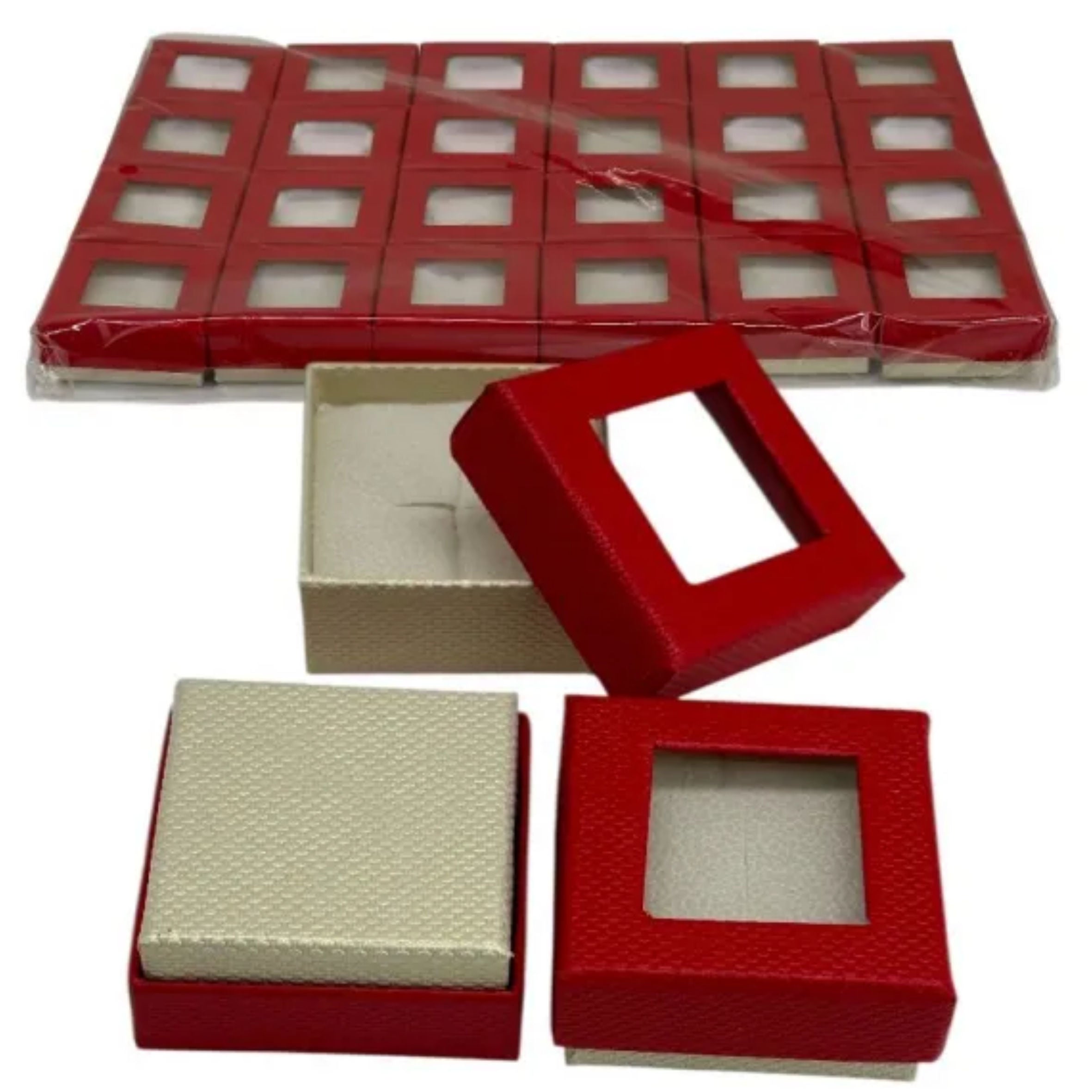 Cutie pentru cadou bijuterie - mărțișor cu două culori, capac transparent 5/5/2 cm