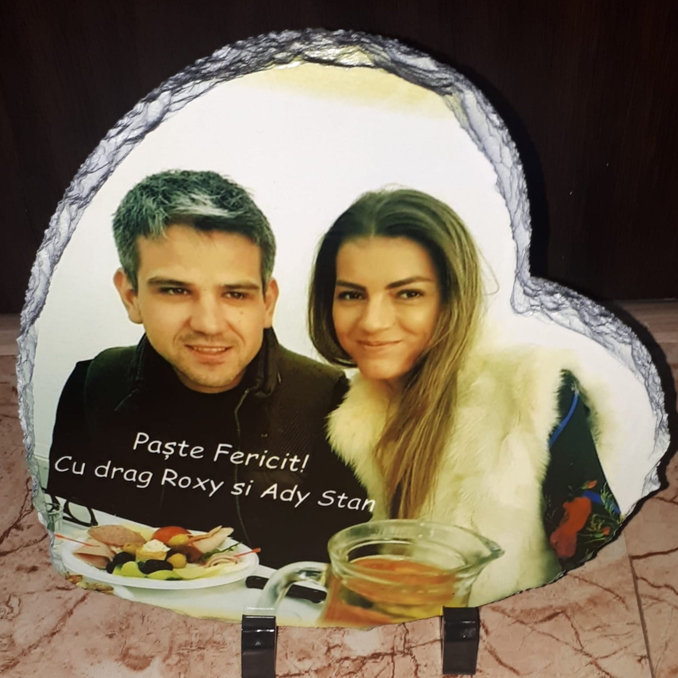Piatra ardezie personalizată cu poză – Cadou cu mesaj personalizat