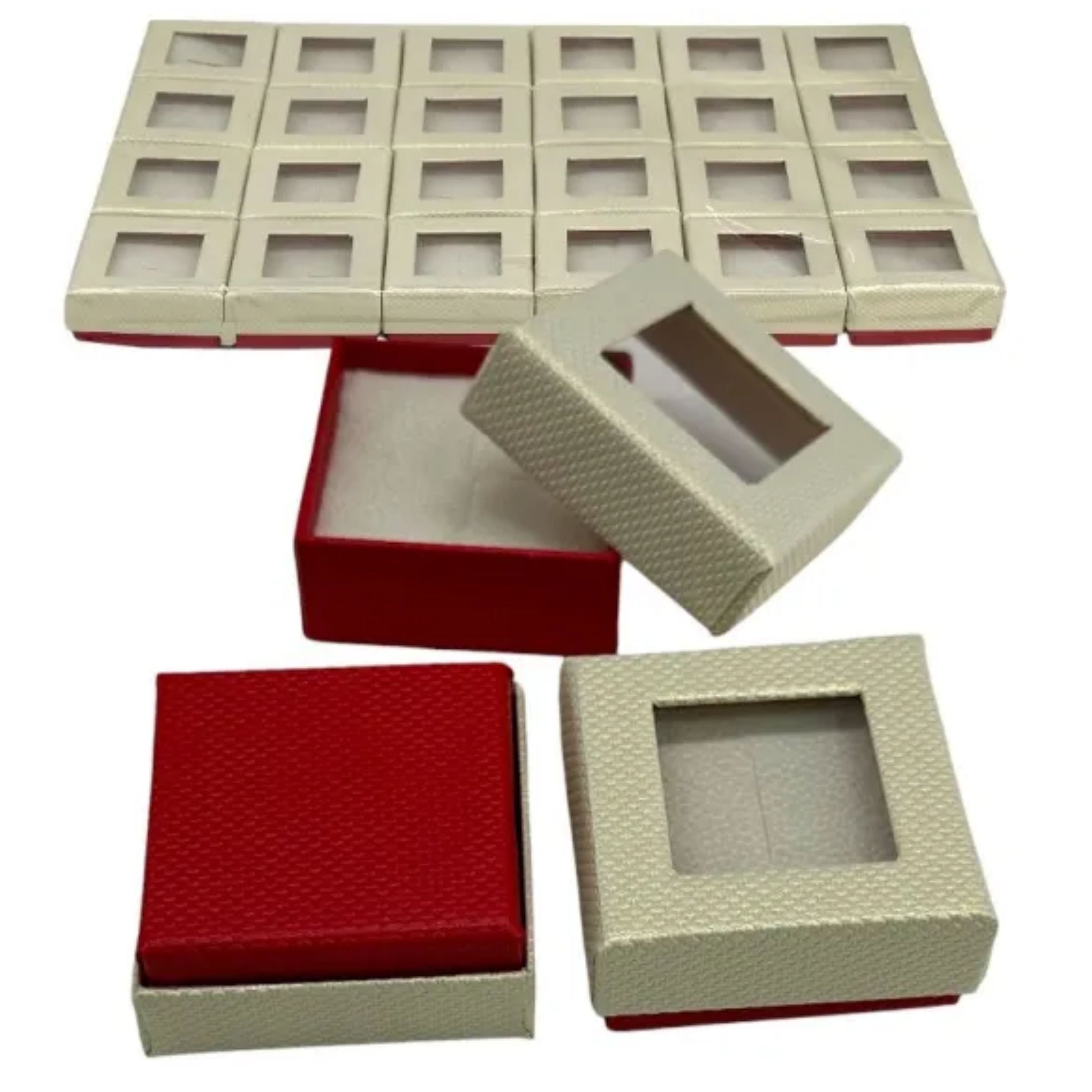 Cutie pentru cadou bijuterie - mărțișor cu două culori, capac transparent 5/5/2 cm