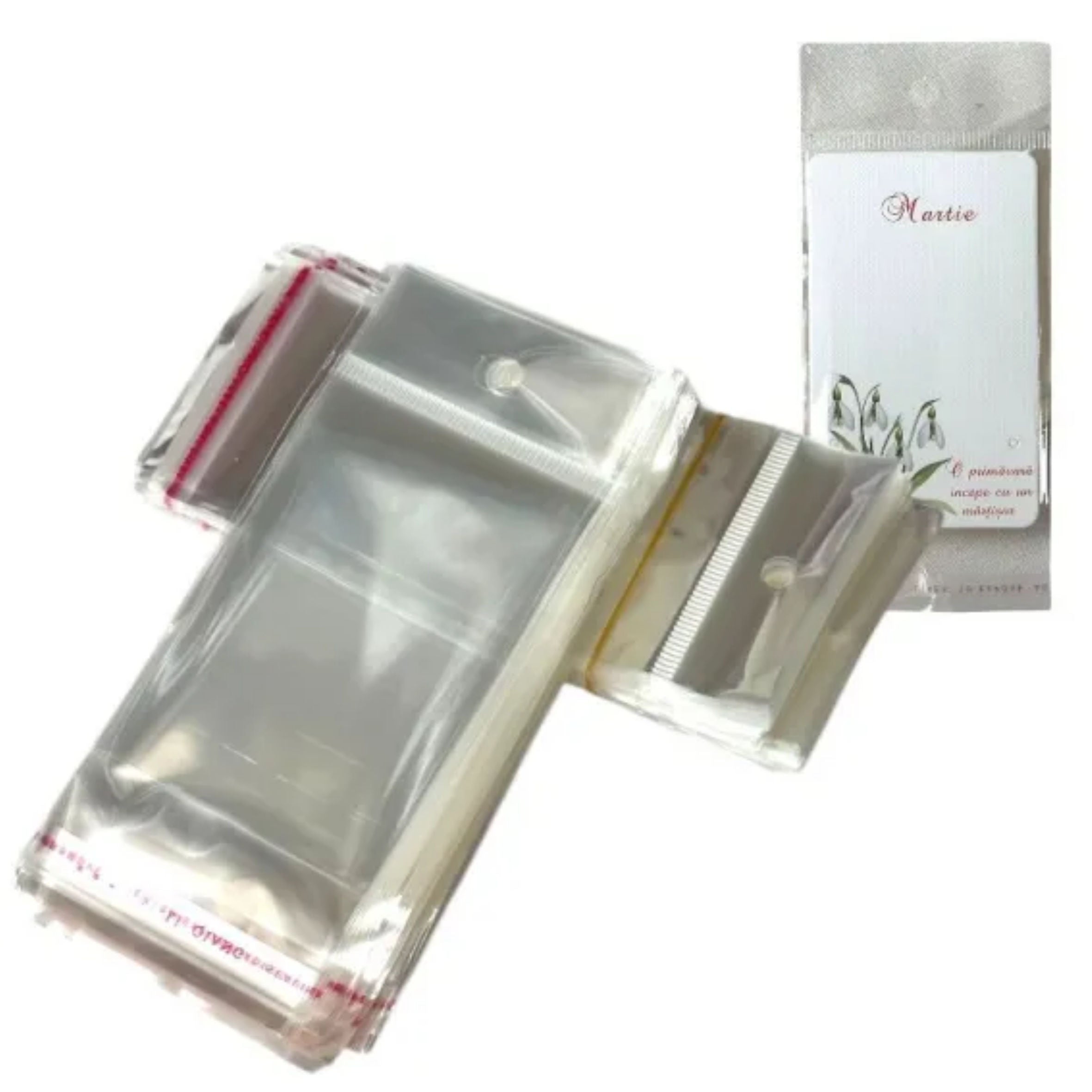 Celofan pentru martisoare 6×8,5+3 cm, orificiu 2,4 cm