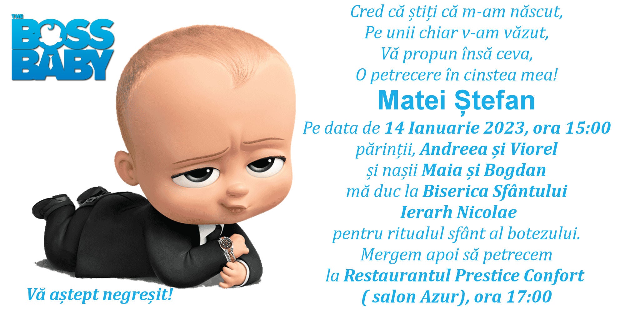 Invitatie Digitala Botez/ Aniversare - Baby boss 09